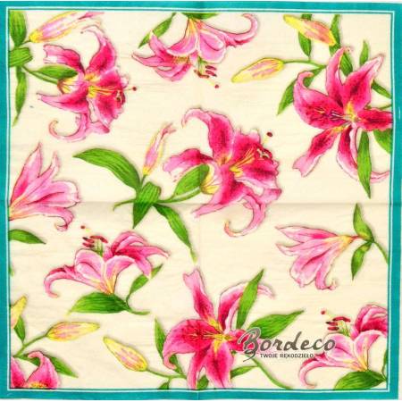 Serwetka decoupage firmy SIMA lilie 33x33cm